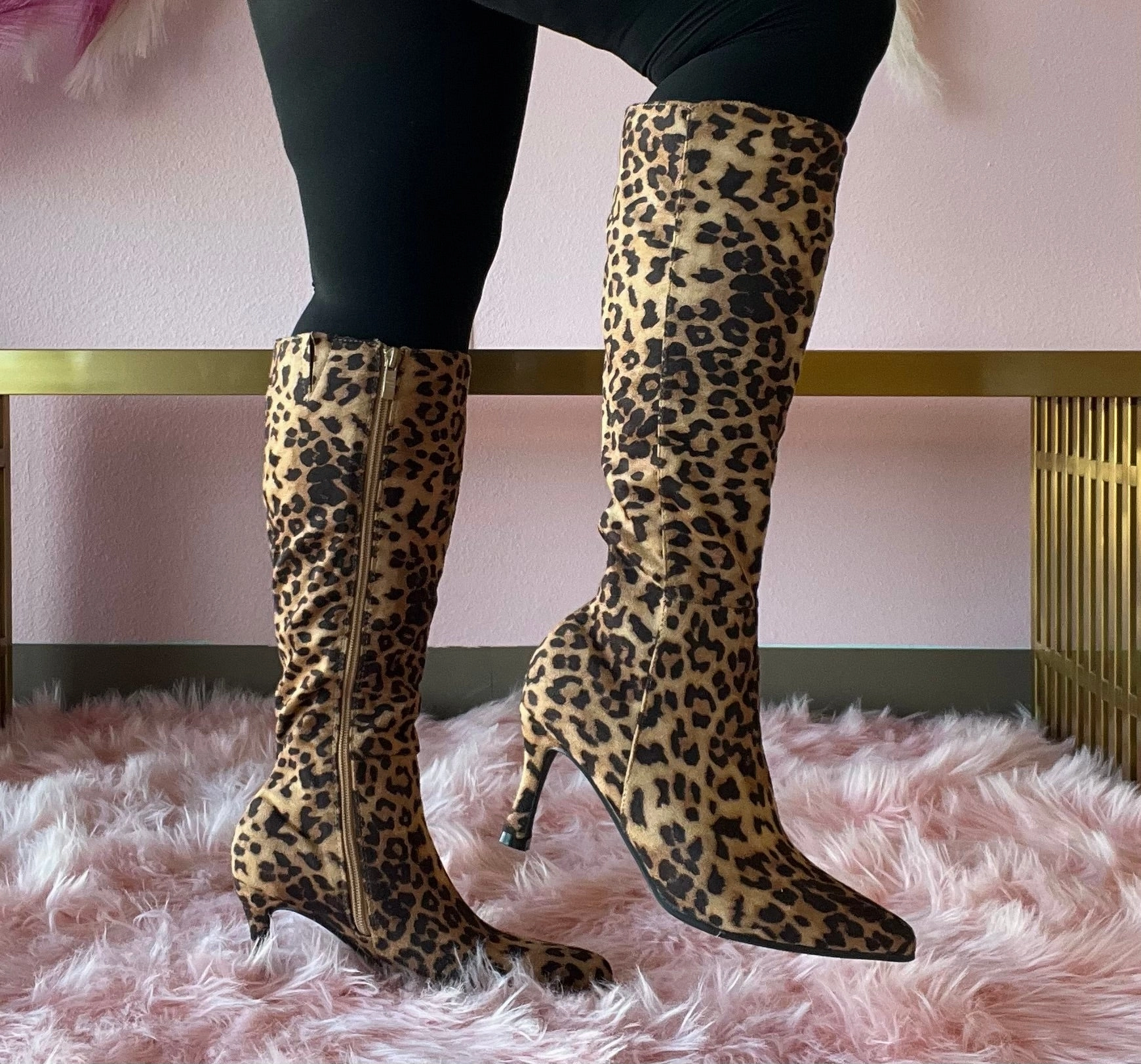 KAYLEE-1 Leopard Print Faux Suede Knee-High Boot Aldo Suede Knee High Boots