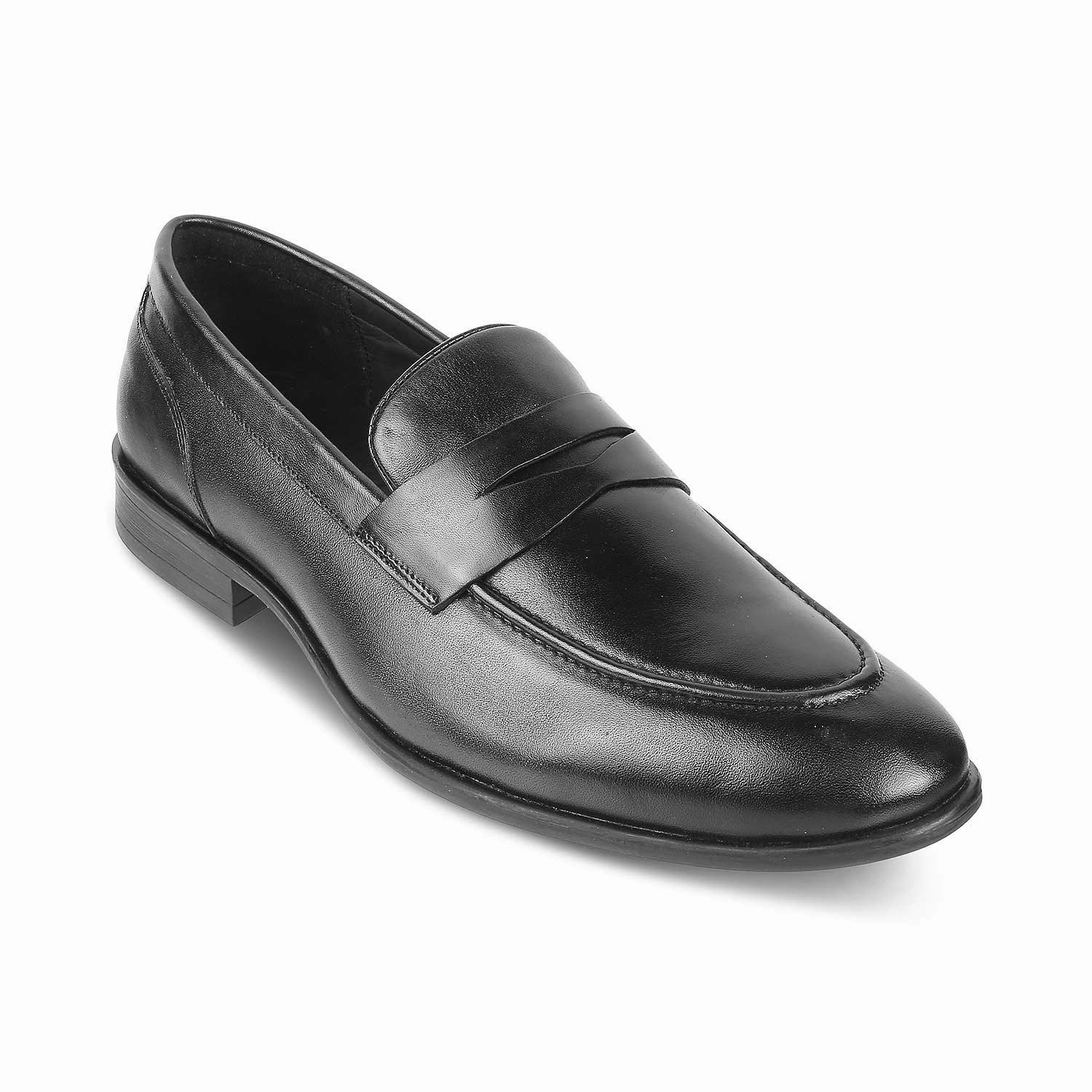 Tresmode Dawson Black Men's Leather Penny Loafers Open Edit Loafers
