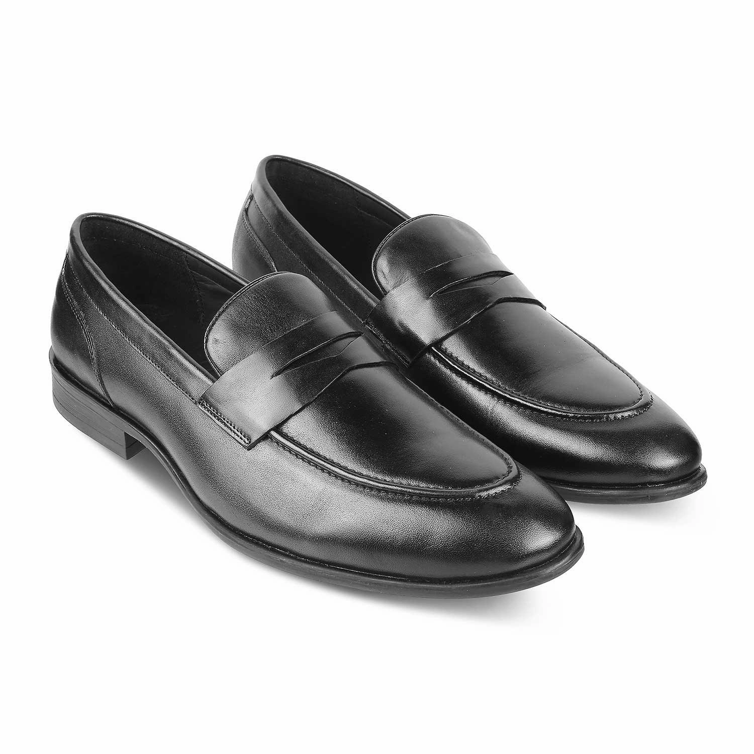 Tresmode Dawson Black Men's Leather Penny Loafers Oxfords Loafers