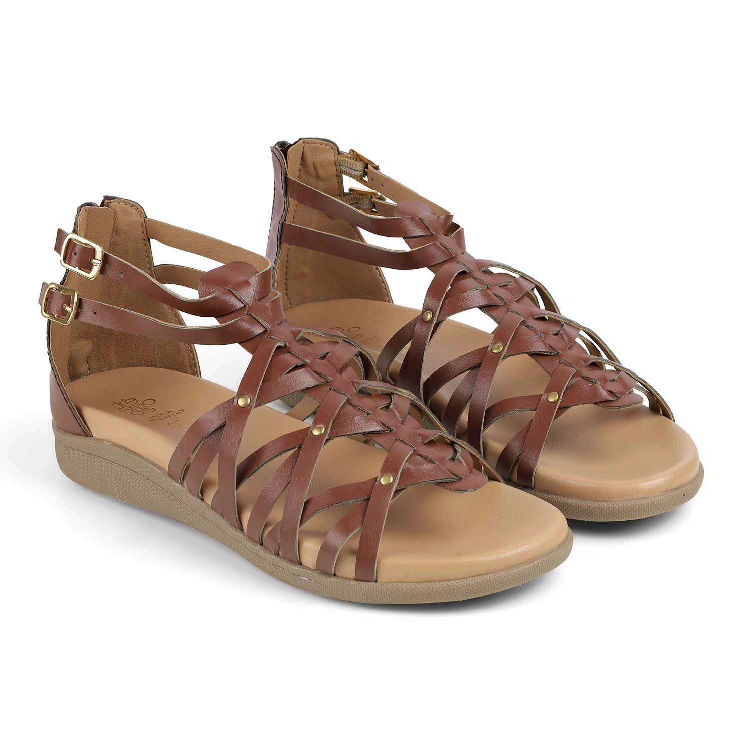 Tresmode Greek Tan Women's Casual Platform Flats Feet Hurt In Flat Shoes