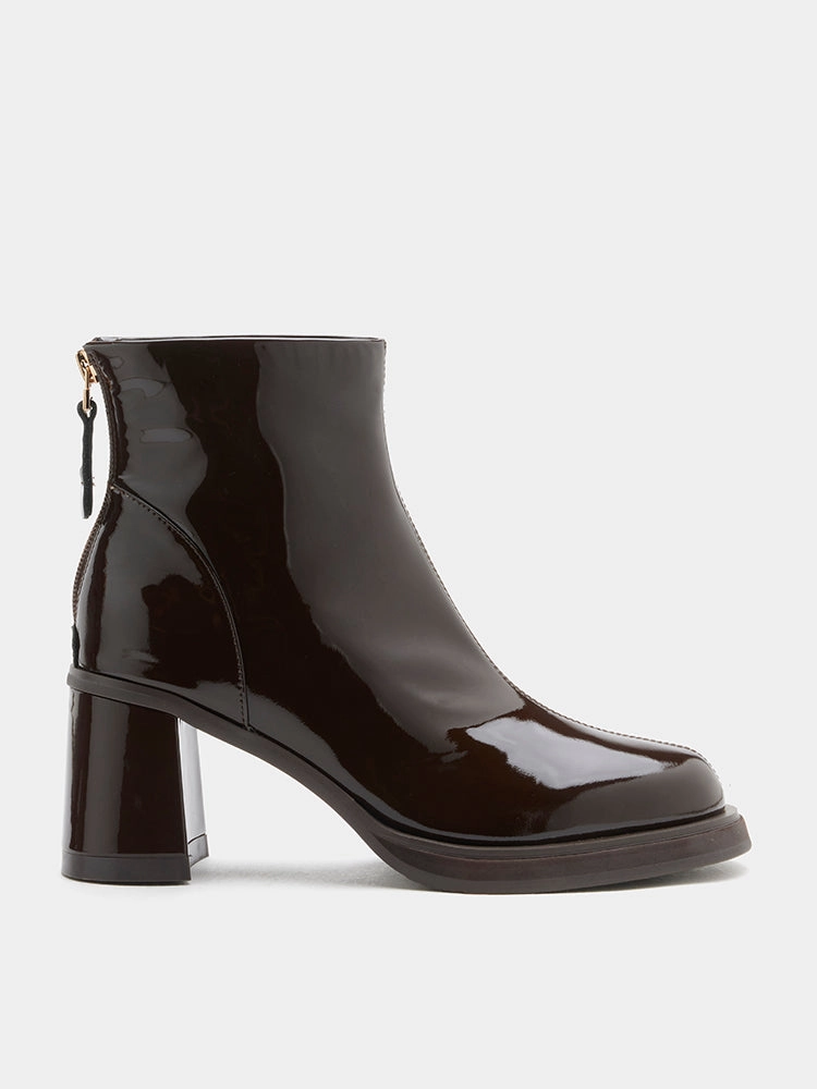 Best Construction Boots Chantel Patent Leather Back Zip Boots