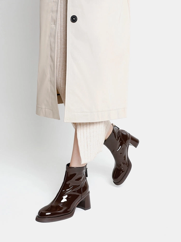 Chantel Patent Leather Back Zip Boots Snake Western Boots