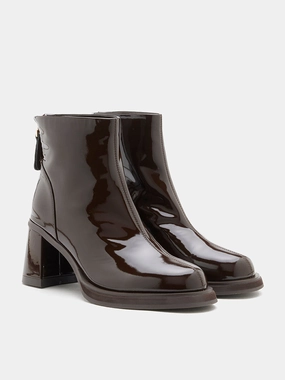Foldover Boots Chantel Patent Leather Back Zip Boots