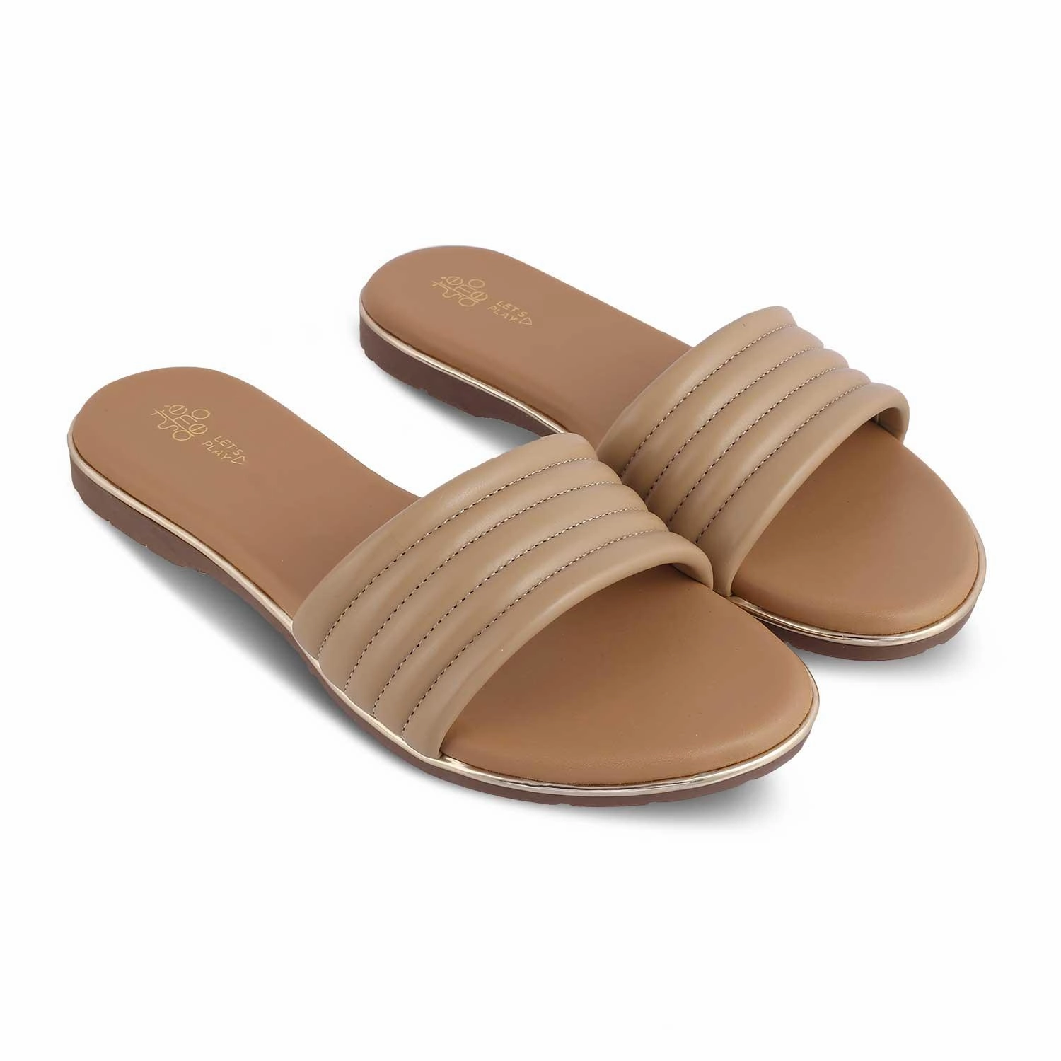 Mesh Glitter Flat Shoes The Shar Beige Women's Casual Flats Tresmode