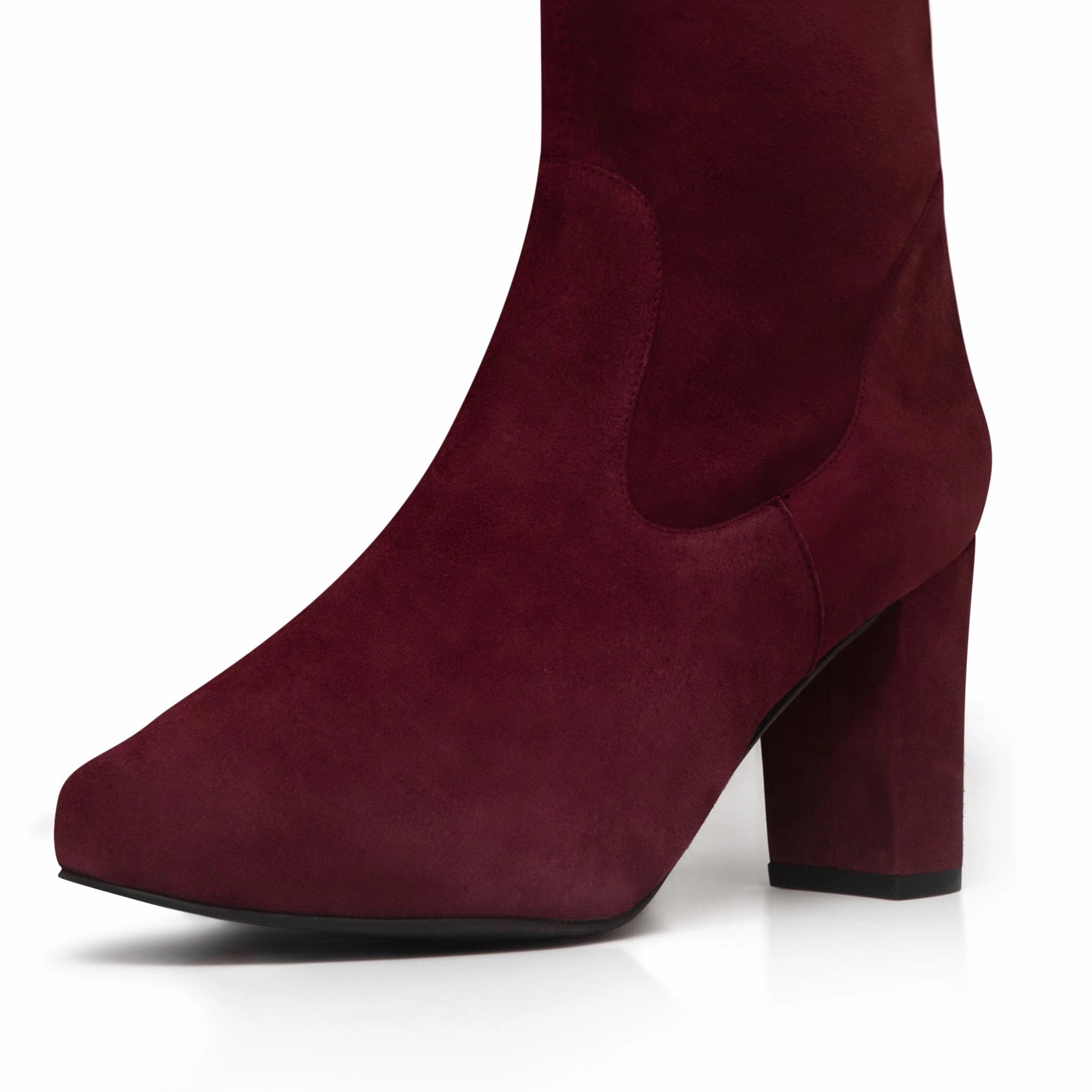 Lydia Extra-Wide Fit Knee High Boots - Claret Suede Knee High Laced Boots