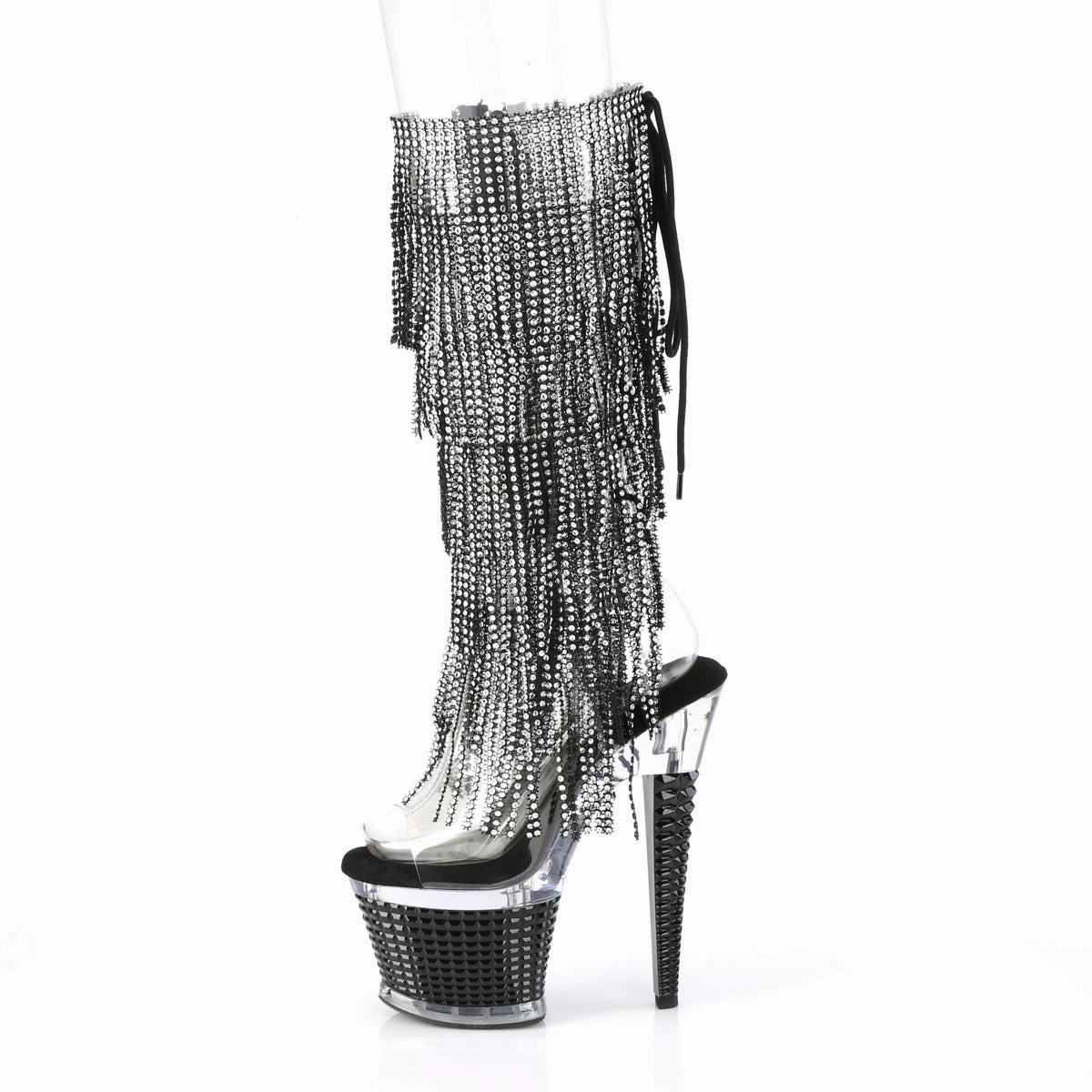 7 Inch Heel SPECTATOR-2017RSF Clear-Black Suade Knee High Boots