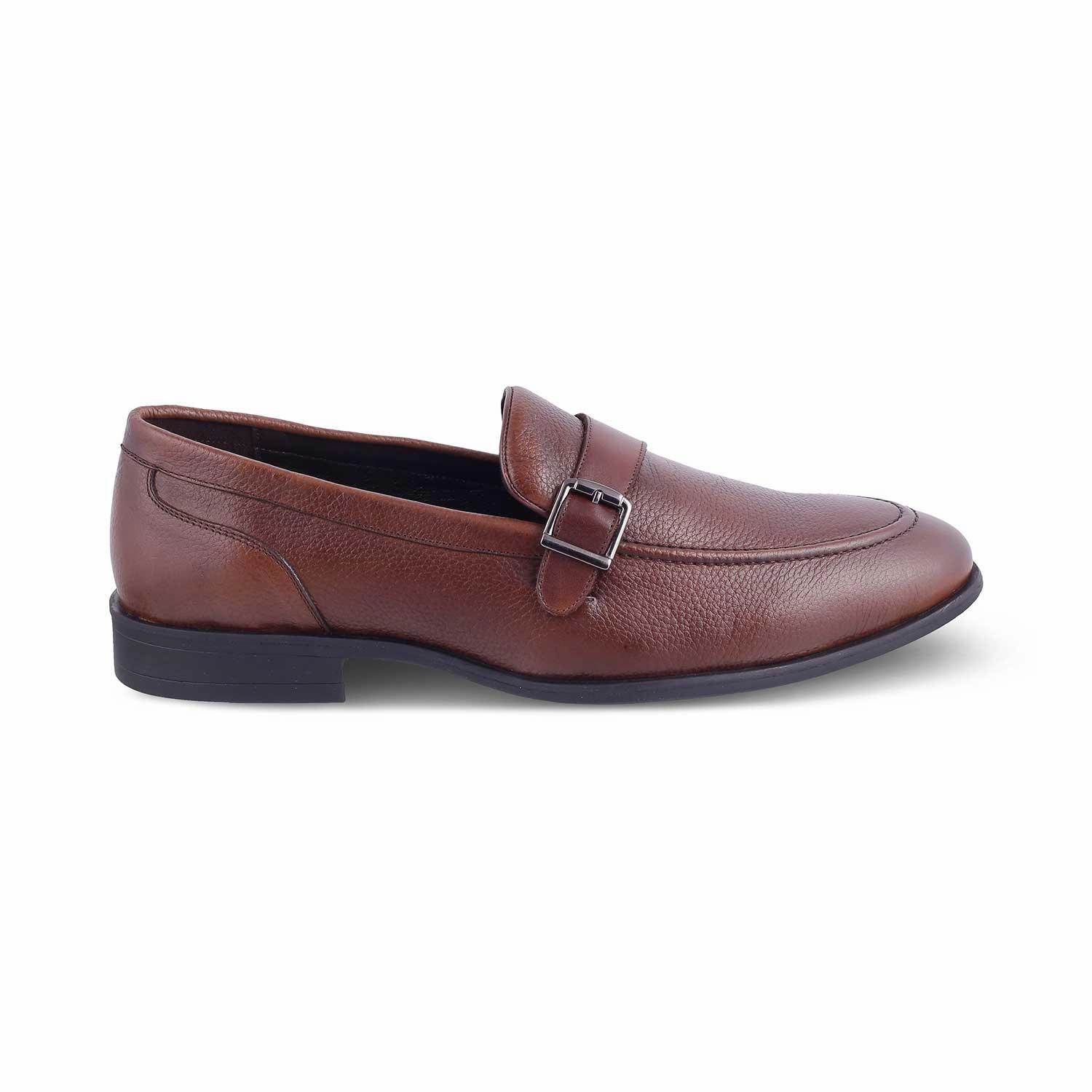 The Heiden Tan Men's Leather Loafers Tresmode Piana Loafers