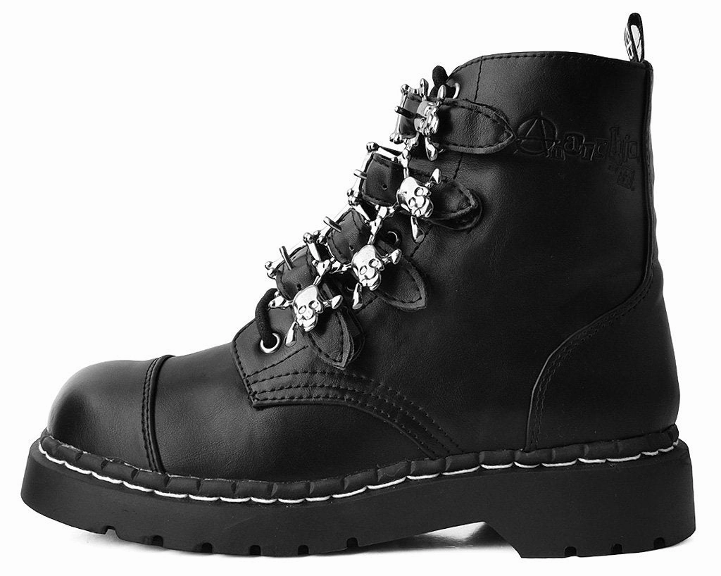 Black Skull Anarchic Boot Combat Boots With Star On Bottom