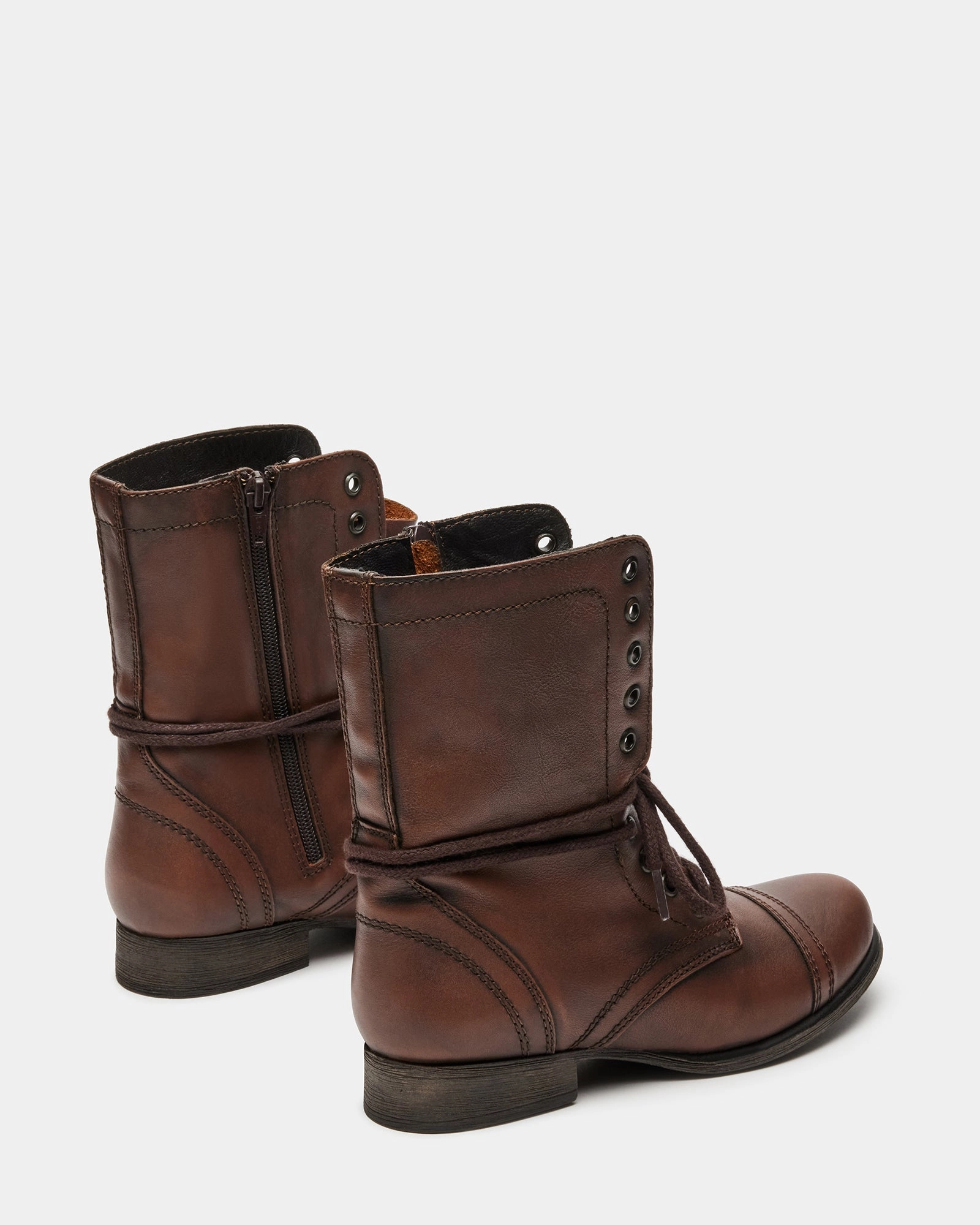 TROOPA BROWN LEATHER - SM REBOOTED Heel Combat Boots