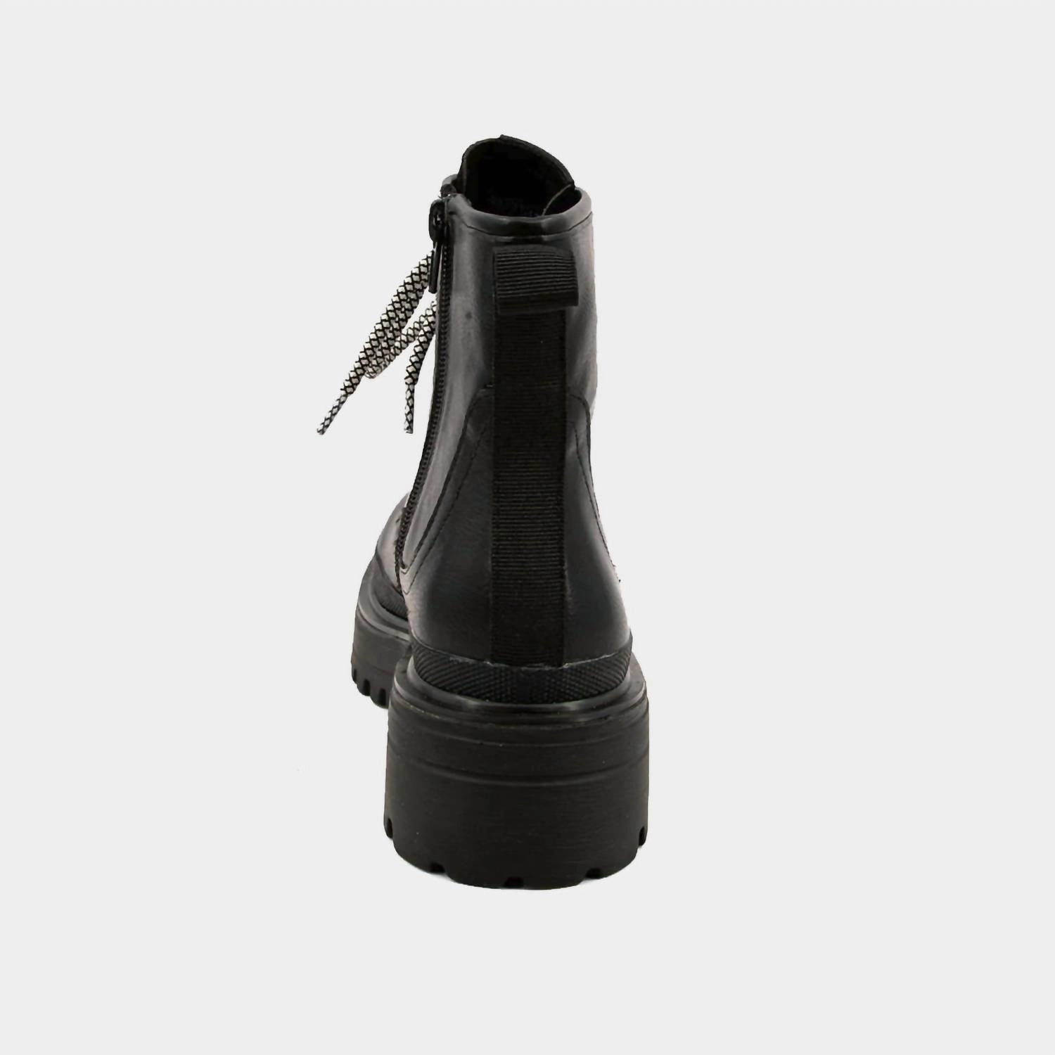 Women's Ymelda Boot In Black Strapped Combat Boots