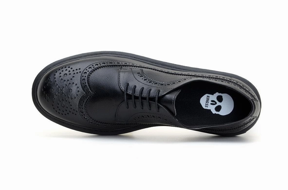 Transparent Oxfords 'Brogue UK' vegan lace-up shoe by King55 - black