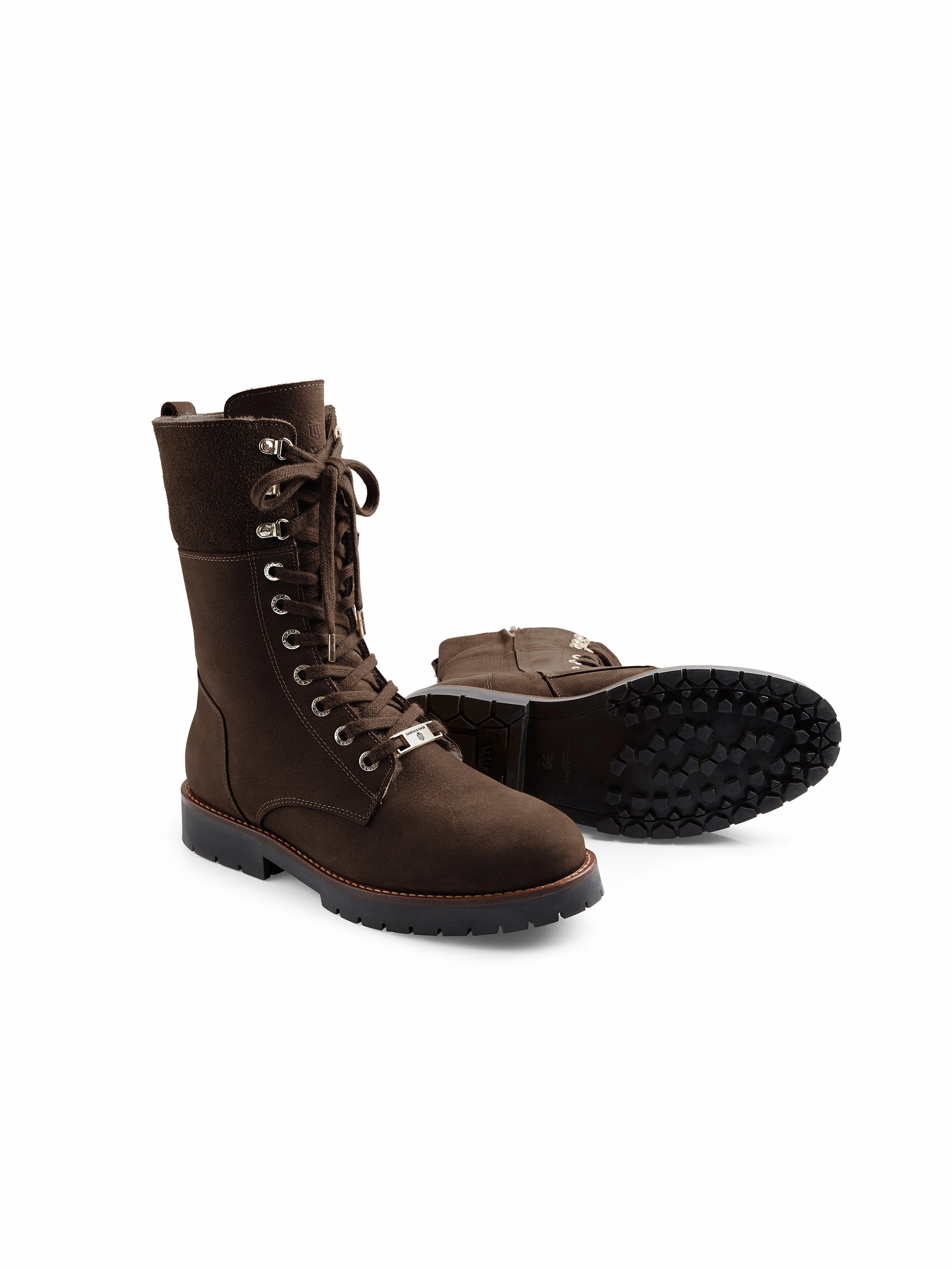 Shearling Lined Anglesey - Chocolate Nubuck Wayde Combat Boots