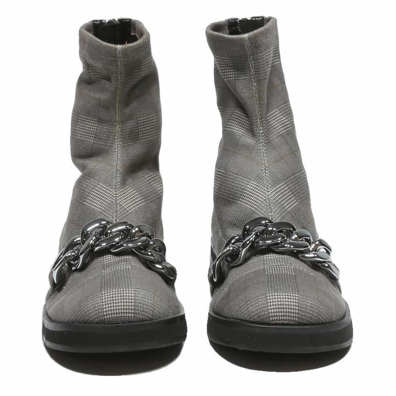 Air Compression Boots CHARLES & KEITH Womens Ankle Boots Grey Synthetic UK 3 Plaid Chain Detail