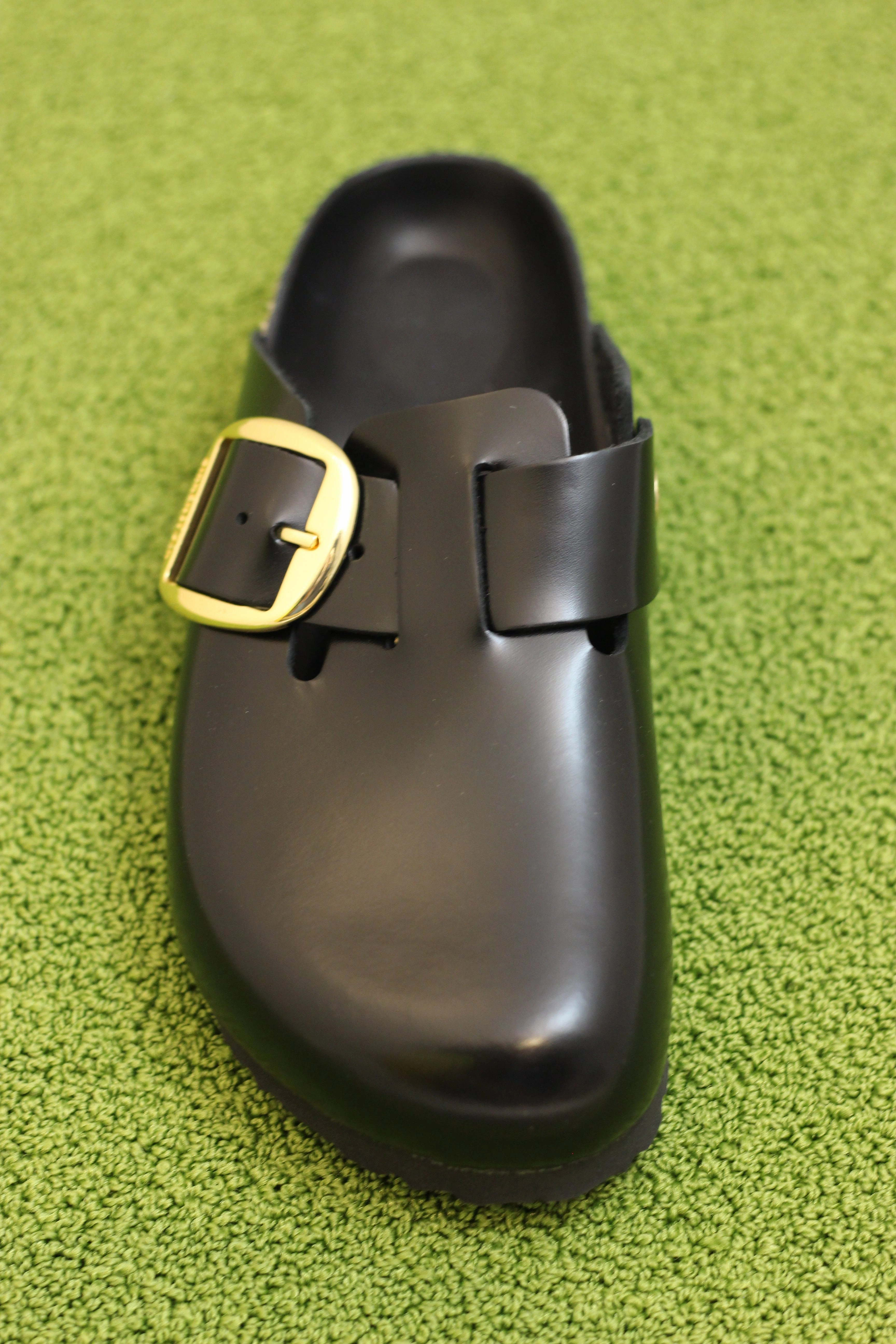 Women's Boston Big Buckle Clog - Black Amalfi Leather Ankle Slip On Boots