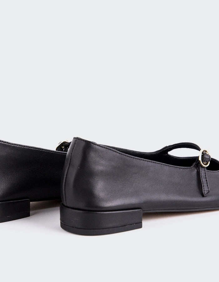 Sexy Flat Mary Janes Shoes Erynnis Black Leather