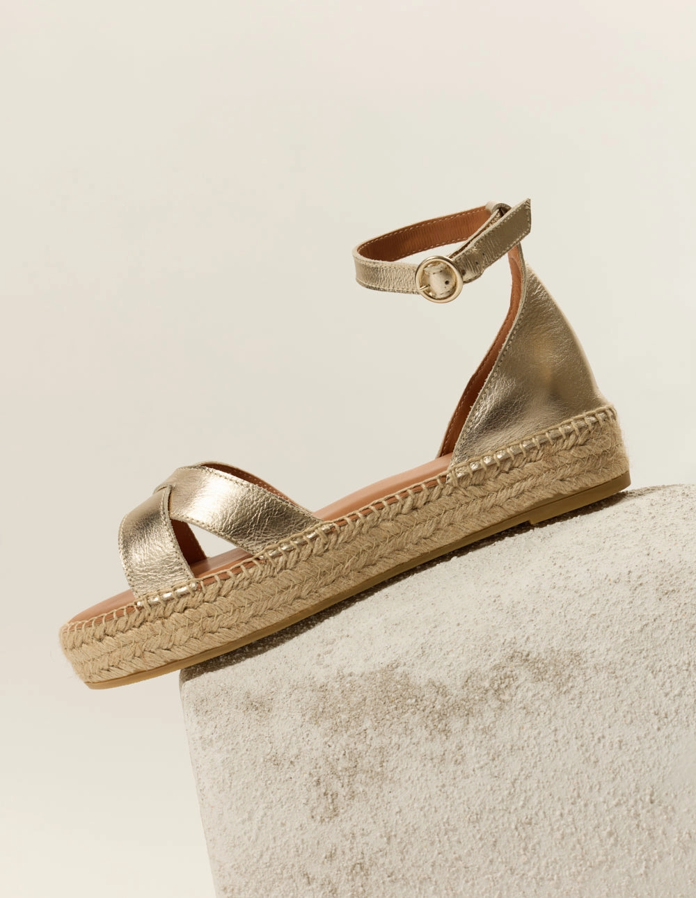 Eileen Fisher Espadrille Wedge Espadrilles Catherine - Cuir grain champagne