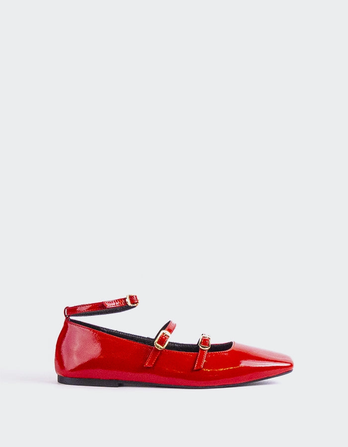 Glimmer Red Patent Boc Lara Mary Jane Shoes