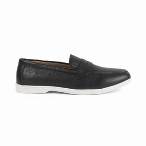 Jeans And Loafers Tresmode Ferra Black Men's Leather Driving Penny Loafers