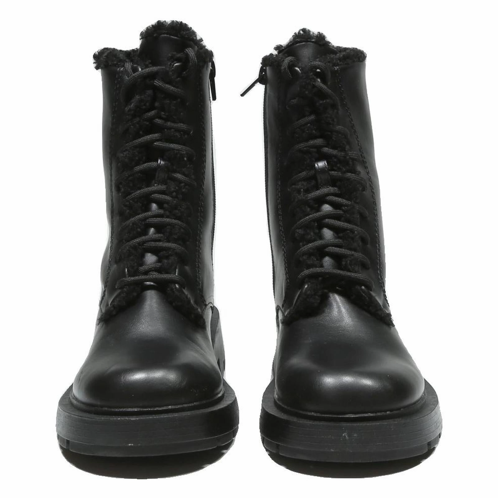 Boots To Snow CHARLES & KEITH Womens Black Ankle Boots Leather UK 3 Chunky Sole Lace-Up