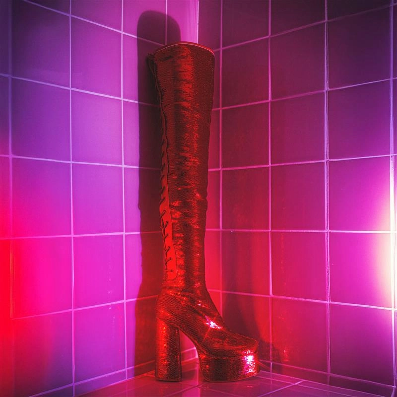 Creature of the Night Sequin Long Boots - Red Earthkeepers Boots