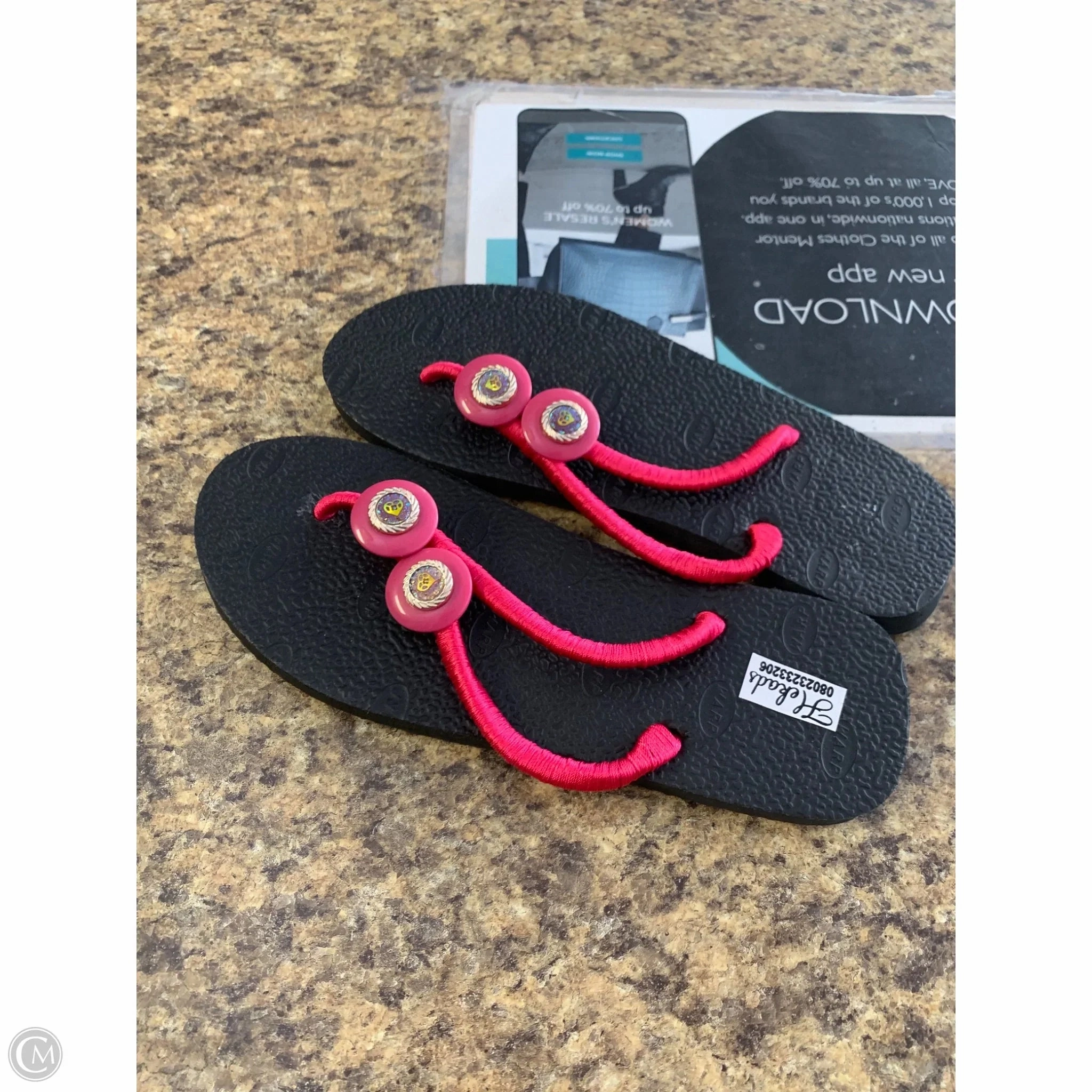 Sandals Flip Flops By Clothes Mentor In Black, Size: 10.5 Love And Flip Flops