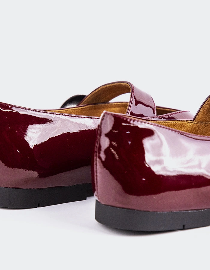 Square Toed Mary Jane Shoes Nikole Burgundy Patent