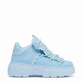 Fanciful Freddo Bear Ruffle Trainers - Baby Blue Mary Jane Ankle Strap Button Shoe
