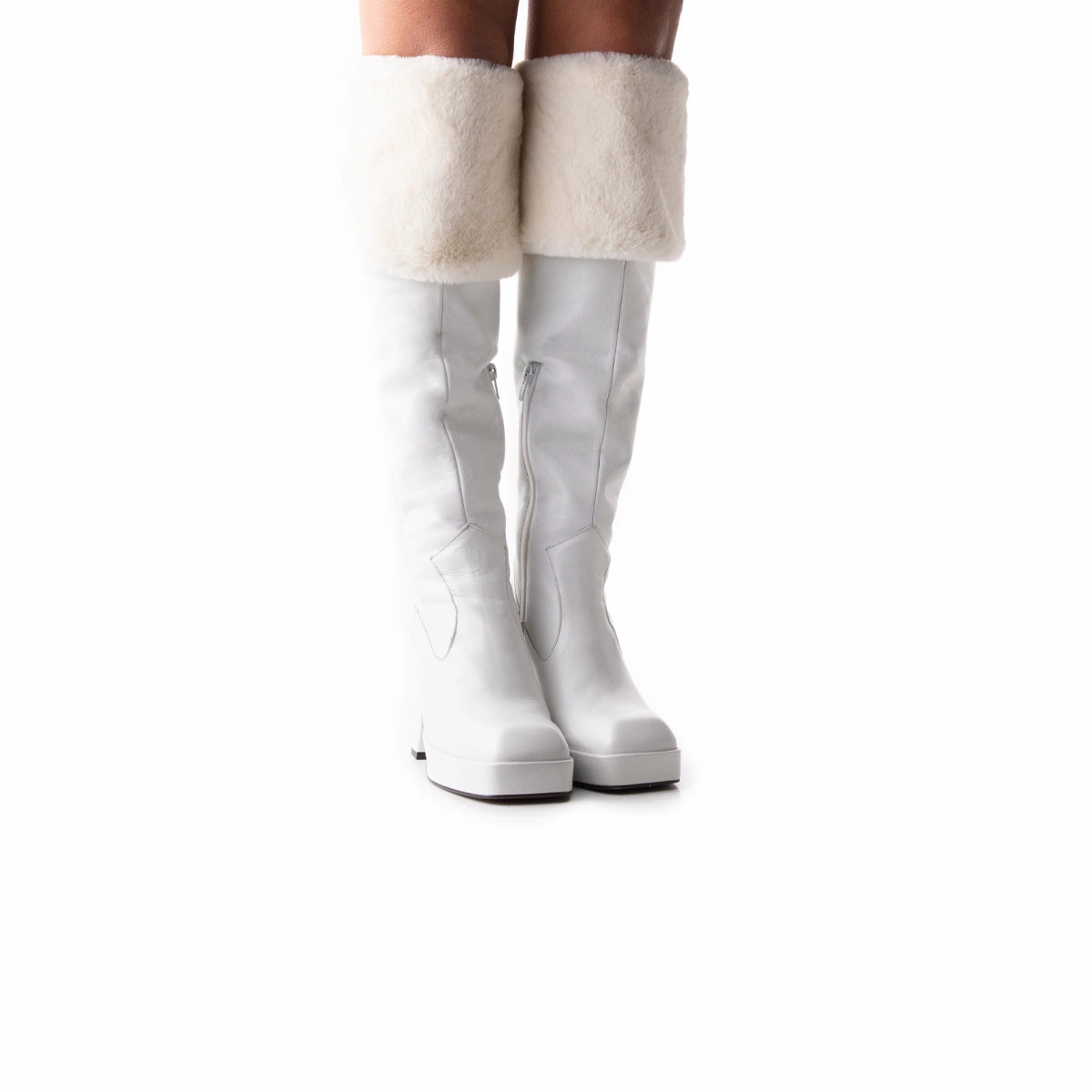 Kelani White Leather Levi Strauss Boots