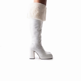 Kelani White Leather Leg Warmers And Boots