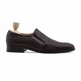 Micsome - Men's Dark Brown Hand Woven Calf Leather Loafer Heydude Loafers