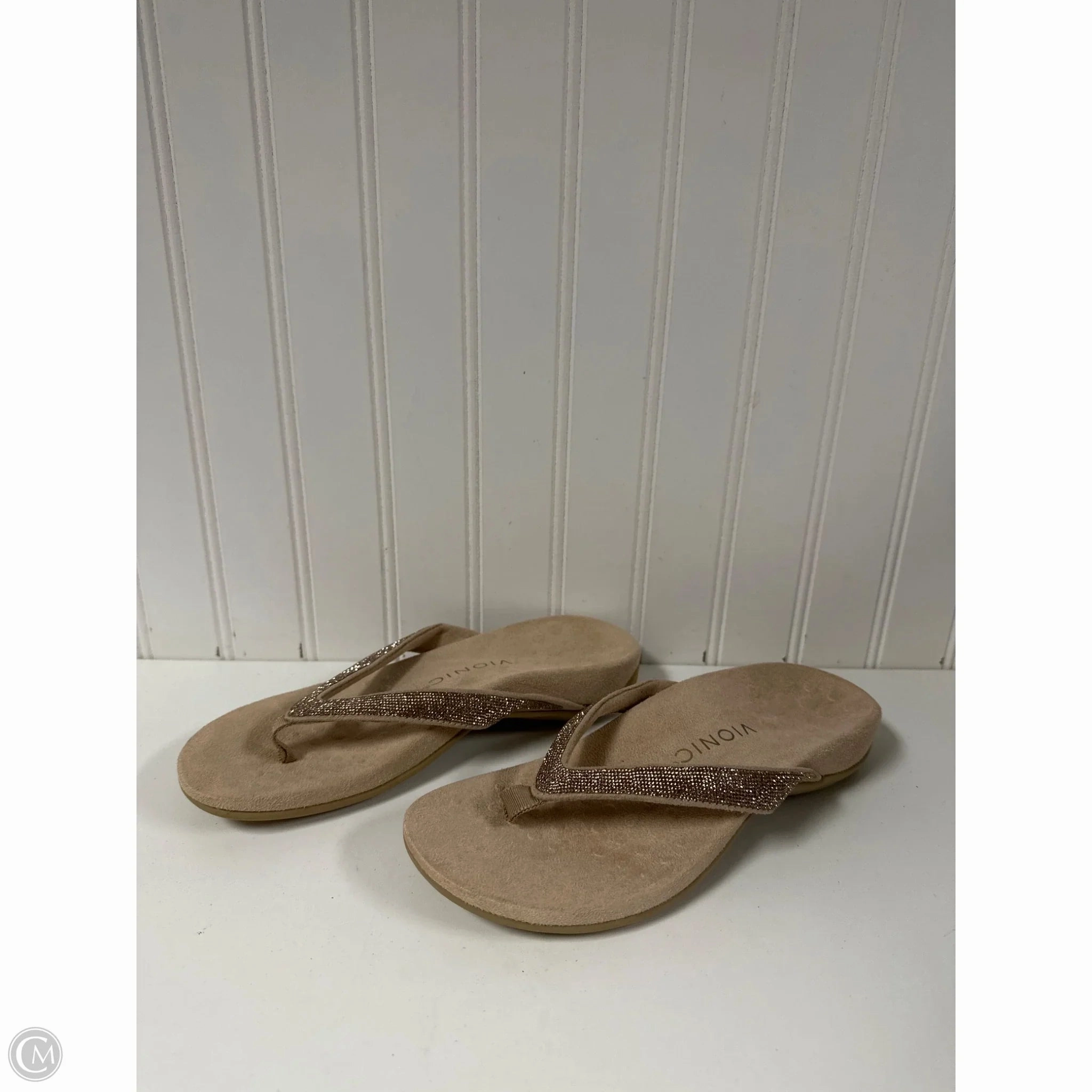 Sandals Flip Flops By Vionic In Beige, Size: 6.5 Flip Flops Pictures Free