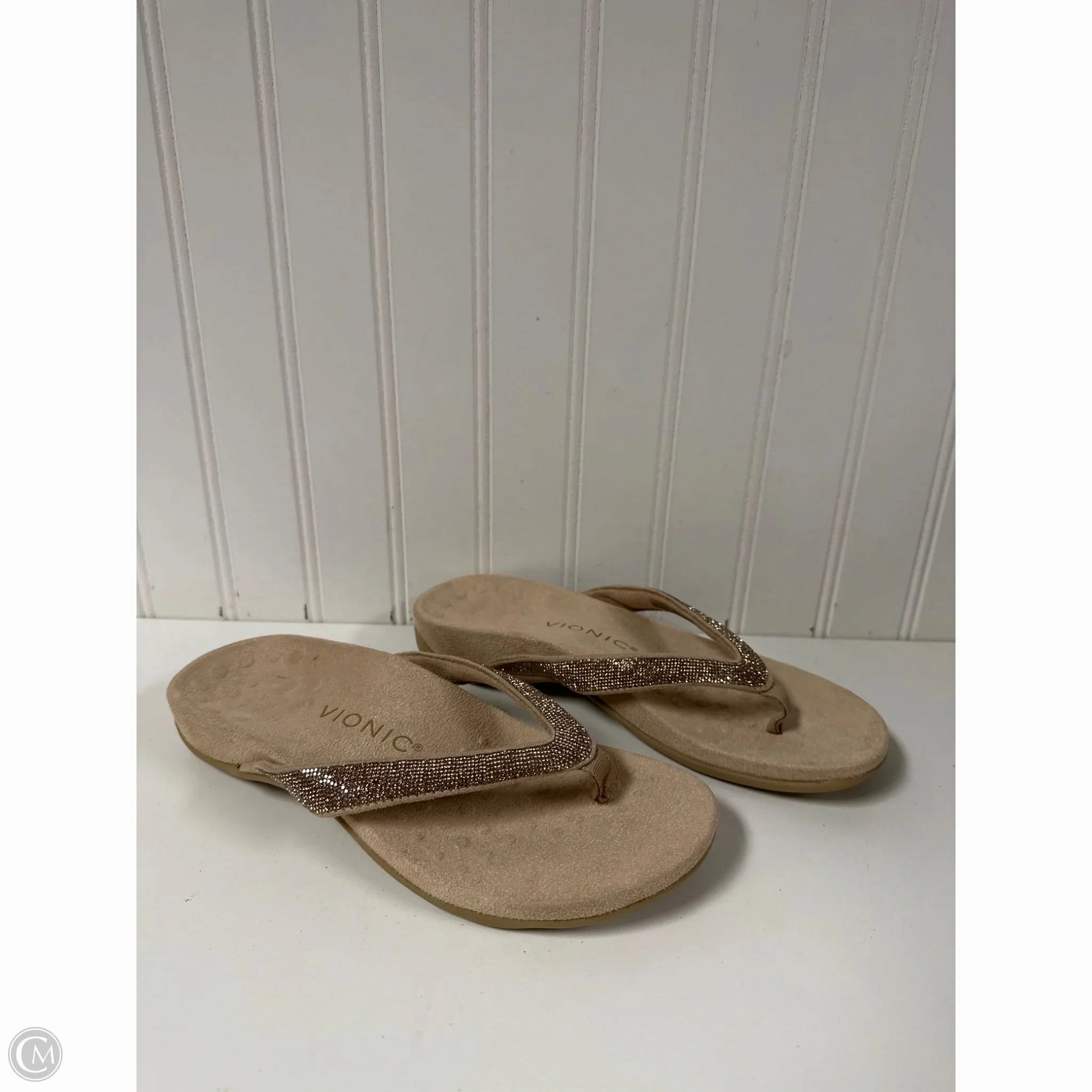 Sandals Flip Flops By Vionic In Beige, Size: 6.5 Ribbon Flip Flops