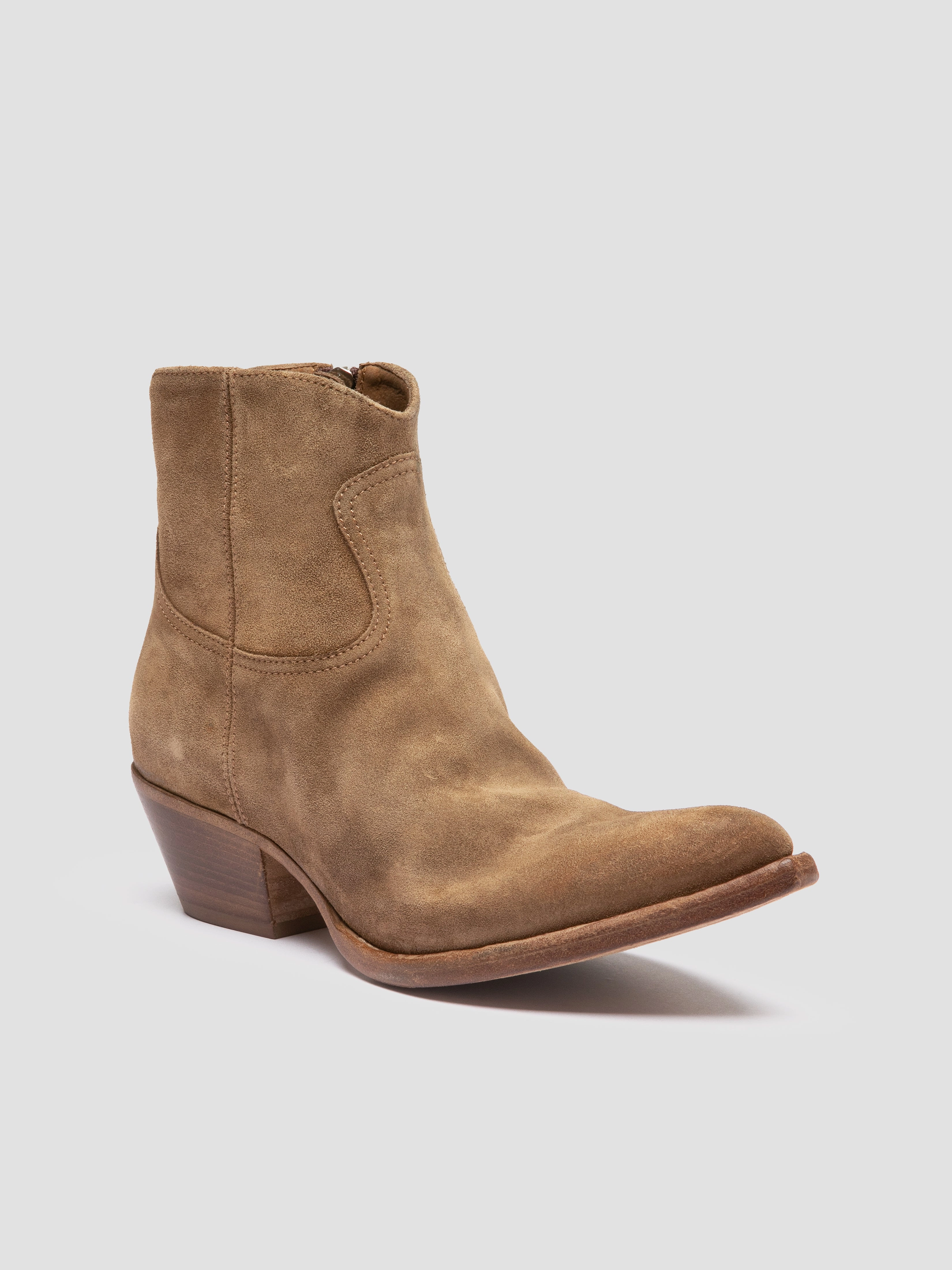 WANDA DD 103 - Brown Suede Zip Boots Tumbled Nubuck Leather Chelsea Boots