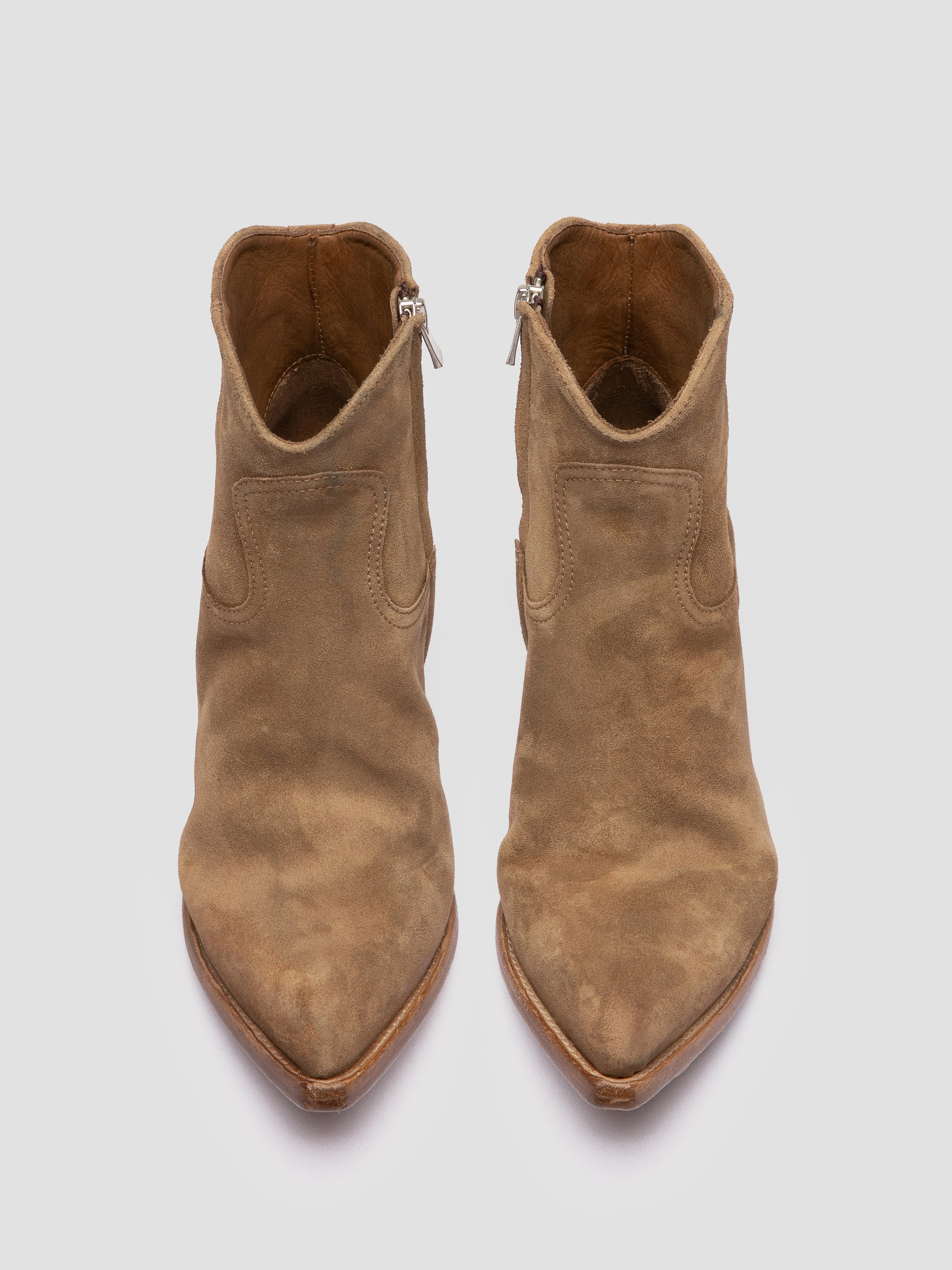 WANDA DD 103 - Brown Suede Zip Boots Padded Chelsea Boots