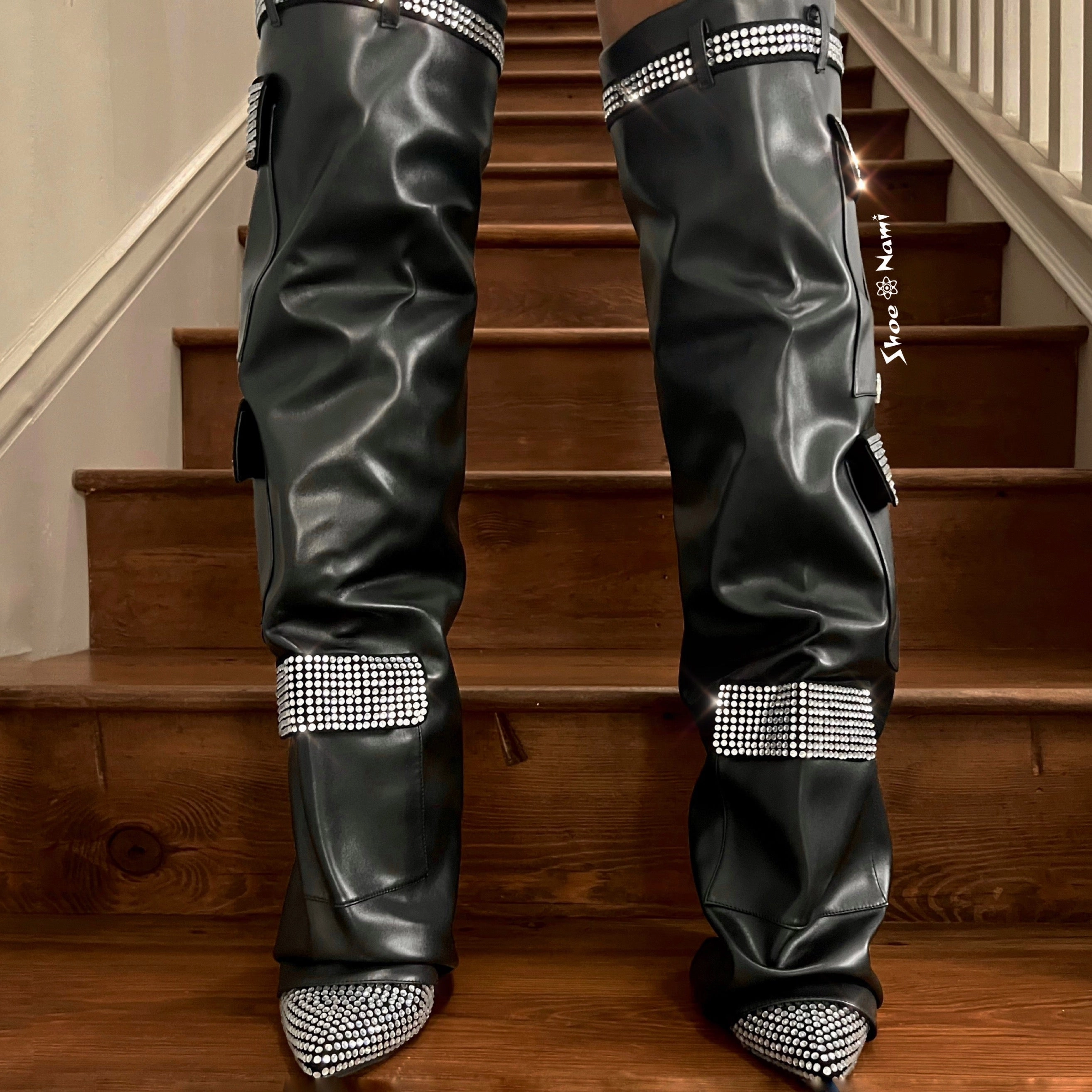 Knee High Boots For Big Thighs BUNNO Black