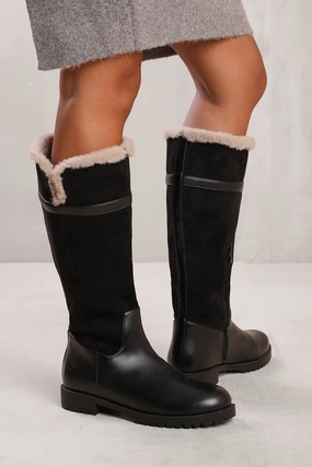 Knee High Boots Dupe Fully Fur Lined Black Knee High Boots (PACK B)