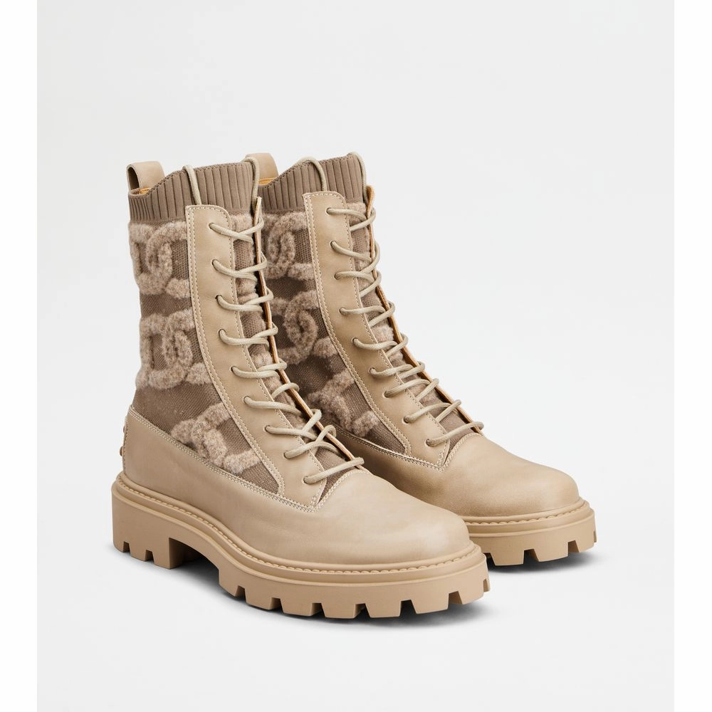 Kate Combat Boots in Fabric and Leather British Desert Combat Boots