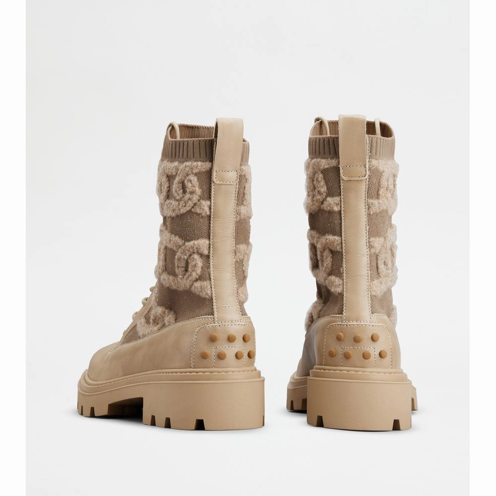 Mallory Shearling-lined Leather Combat Boots Kate Combat Boots in Fabric and Leather