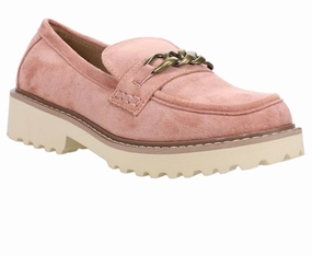 Frances Loafers Faux Suede Loafers In Blush