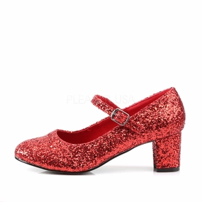 FUNTASMA SCHOOLGIRL-50G Red Glitter Retro School Girl Shoes Cross Strap Mary Jane Shoes