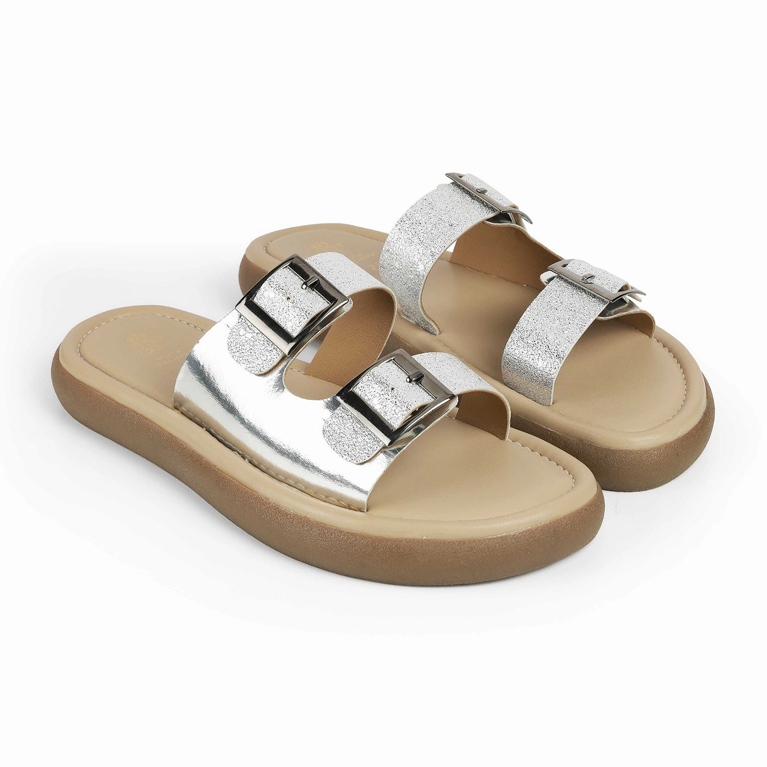 Tresmode Terra Silver Women's Dress Platform Flats Flexi Flats Shoes