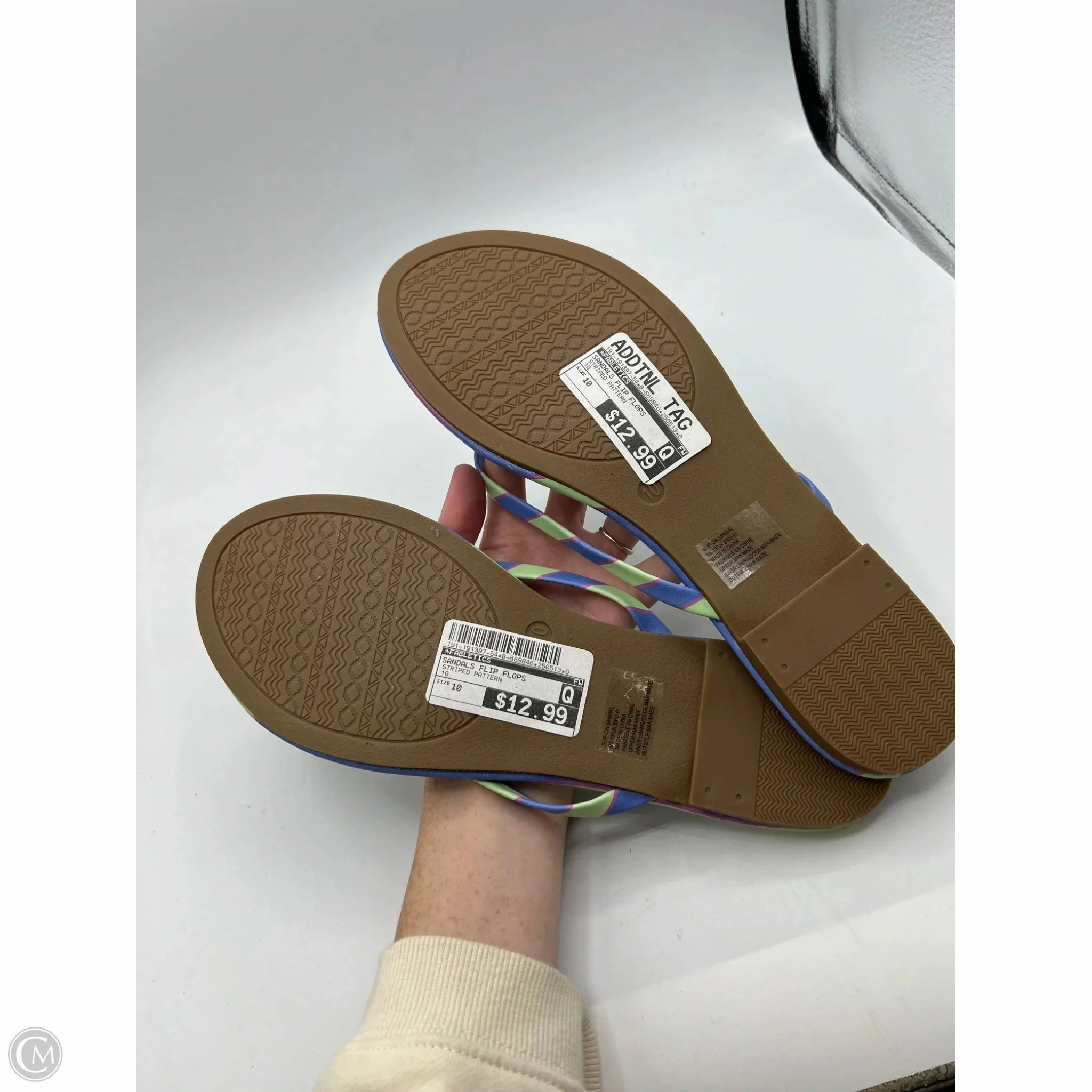 Italian Flip Flops Sandals Flip Flops By Fabletics In Striped Pattern, Size: 10