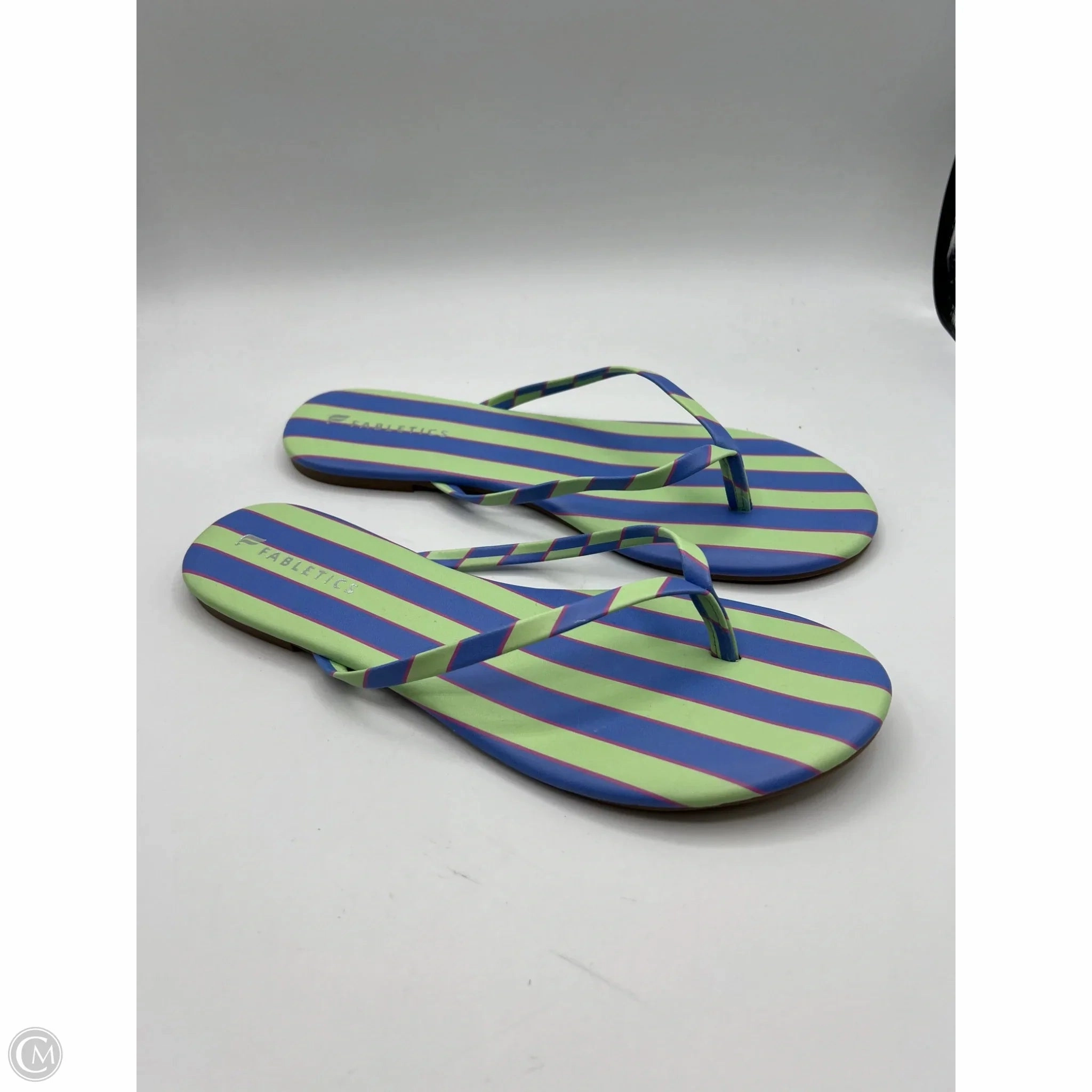 Sandals Flip Flops By Fabletics In Striped Pattern, Size: 10 Nuhanas Flip Flops