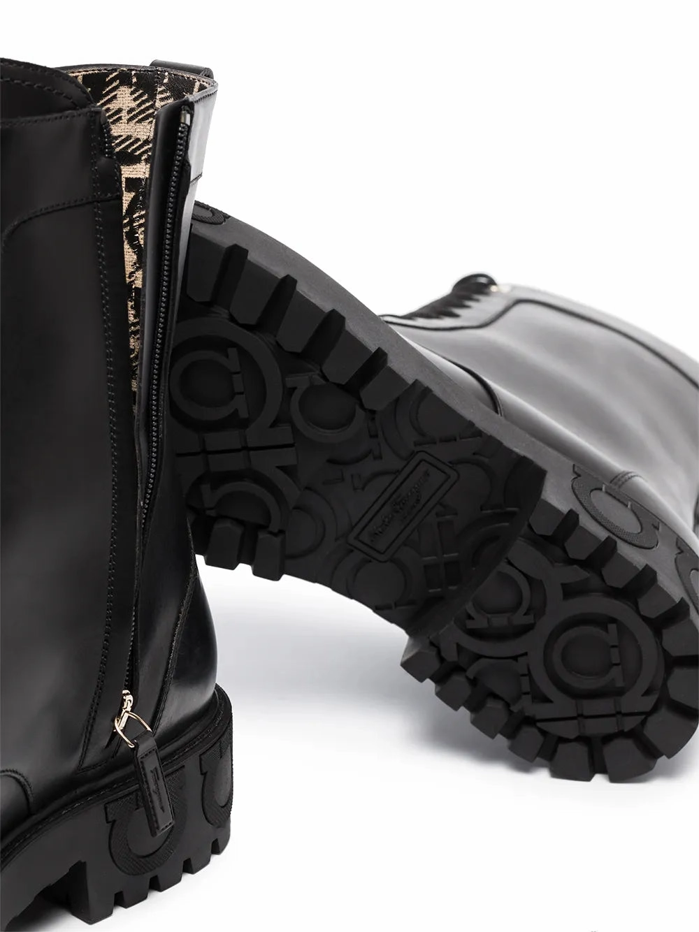 Shearling Combat Boot Ferragamo Gancini-Motif Combat Boots