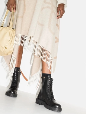 Ferragamo Gancini-Motif Combat Boots Evina Lace Up Combat Boots