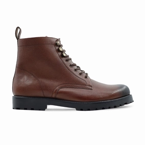 Logon - Men's Oxblood Pebble Grain Leather Boot Shop Boots On Sale