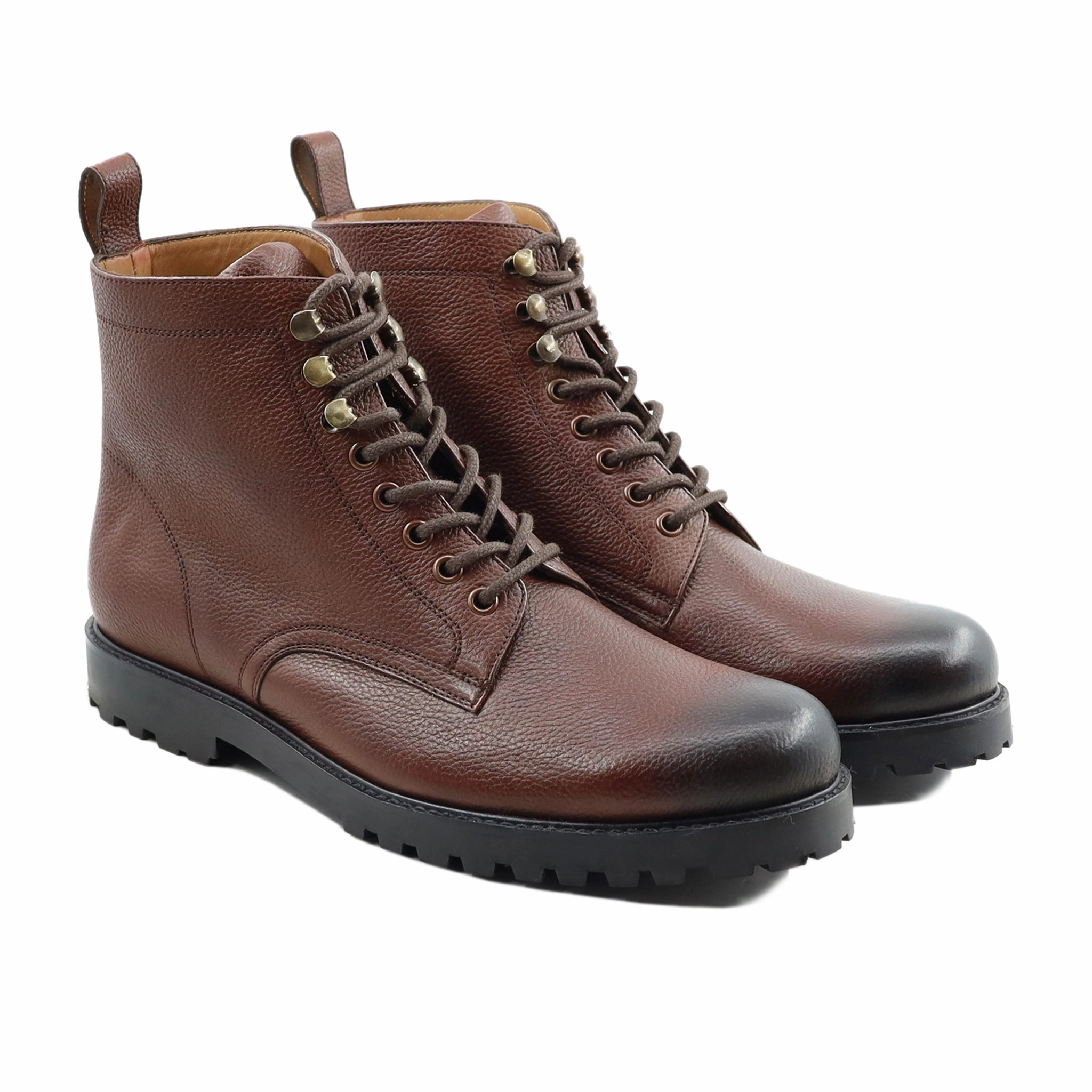 Leather Heeled Ankle Boots Logon - Men's Oxblood Pebble Grain Leather Boot