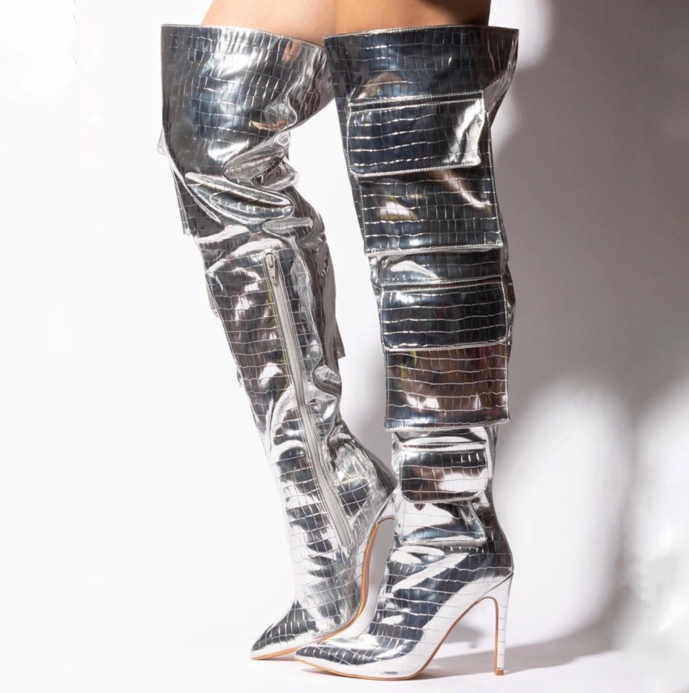 Knee High Boots Images HUNTER Silver