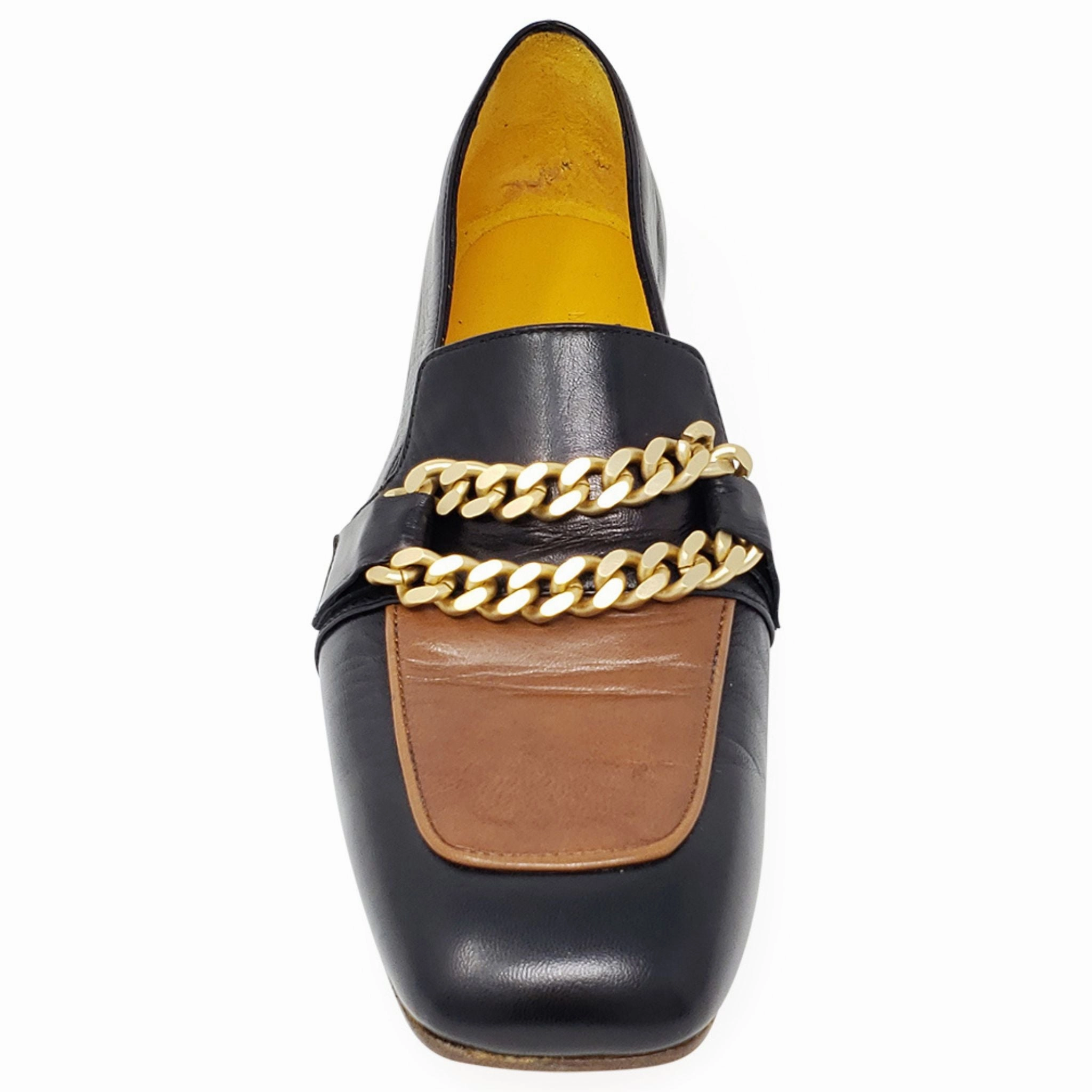 Flat Loafer Blk/Tan Oxford Button Up