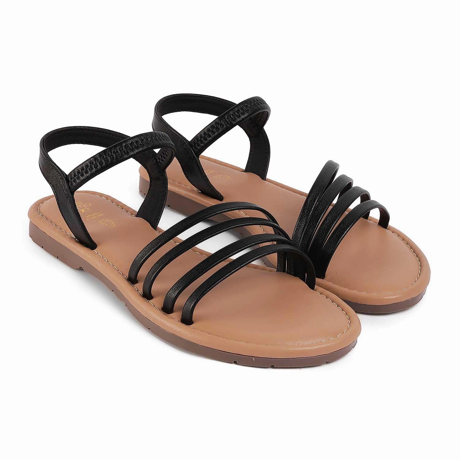 Wide Flat Mtb Shoes Tresmode Flastrip Black Women's Casual Flats